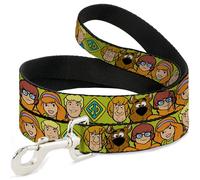 Scooby Doo Pet Leash, Dog Leash, Scooby Doo Character Faces Close Up Green, 4 Feet Long 0.5 Inch Wide