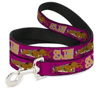 Scooby Doo Pet Leash, Dog Leash, Scooby Doo On The Case Sniffing Pose Pink, 4 Feet Long 0.5 Inch Wide