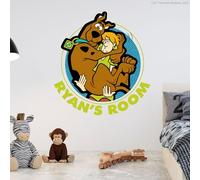 Scooby-Doo Wall Sticker - Shaggy Holding Scooby Doo Circle Personalised Decal Wall Art (60cm Height x 55cm Width)