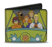 Scooby Doo Wallet, Bifold, Scooby Doo Group Driving Mystery Machine Front Pose and Text, Vegan Leather, Scooby Doo