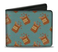 Scooby Doo Wallet, Bifold, Scooby Snacks Box Collage Blue, Vegan Leather, Blue, 4.0" x 3.5", Casual
