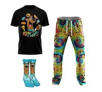 Scooby-Doo! Women's 3-pc Lounge Box T-Shirt, Pants and Socks in Psychedelic Tiedye & Scooby Snacks Sizes S-m-l-XL, 3-Piece Set, S (Pack of 3)