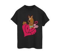 Scooby Doo Women's Love Heart Cotton Boyfriend T-Shirt in Black | Size: Medium Scooby Doo Black M