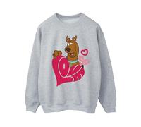 Scooby Doo Women's Love Heart Sweatshirt in Grey | Size: 3XL Scooby Doo Grey 3XL