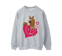 Scooby Doo Women's Love Heart Sweatshirt in Grey | Size: Medium Scooby Doo Grey M