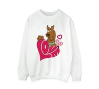 Scooby Doo Women's Love Heart Sweatshirt in White | Size: Medium Scooby Doo White M