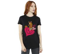 Scooby Doo Women's Love Heart T-Shirt in Black | Size: Medium Scooby Doo Black M