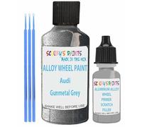 SCOOBYS PAINTS BACK IN THE MIX Alloy Wheel Repair Touch Up Paint Compatible With Audi Rims Curbing Scratch Stone Chip With Anti Rust Grey Primer