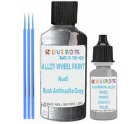 SCOOBYS PAINTS BACK IN THE MIX Alloy Wheel Repair Touch Up Paint Compatible With Audi Rims Curbing Scratch Stone Chip With Anti Rust Grey Primer