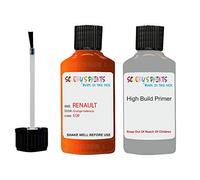SCOOBYS PAINTS BACK IN THE MIX Compatible With Renault Orange Valencia Eqb - Paint Touch Up With Anti Rust Grey Primer Undercoat