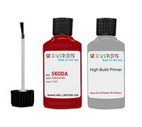 SCOOBYS PAINTS BACK IN THE MIX Compatible With Skoda Red - Car Paint Touch Up TORNADO RED LY3D With Anti Rust Grey Primer