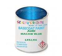 SCOOBYS PAINTS BACK IN THE MIX Paint Compatible With Audi Macaw Blue Lx5J,K6 Basecoat Rfu Ready For Use - Spray Gun Automotive Colour (1 Litre)