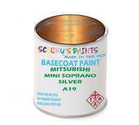 SCOOBYS PAINTS BACK IN THE MIX Paint Compatible With Mitsubishi Mini Soprano Silver A19 Basecoat Rfu Ready For Use - spray Automotive Colour (250Ml)