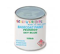 SCOOBYS PAINTS BACK IN THE MIX Paint Compatible With Peugeot Sky Blue 1066 Basecoat Rfu Ready For Use - spray Automotive Colour (1 Litre)