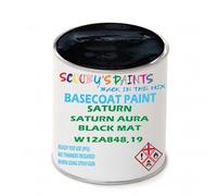 SCOOBYS PAINTS BACK IN THE MIX Paint Compatible With Saturn Saturn Aura Black Mat W12A848,19 Basecoat Rfu Ready For Use - spray Automotive Colour (1 Litre)