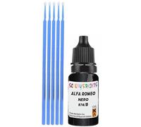 SCOOBYS PAINTS BACK IN THE MIX Touch Up Paint Compatible With Alfa Romeo Nero Carbonio Metallic 876/B Scratch Fix Automotive Black Car (10Ml)
