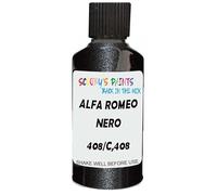 SCOOBYS PAINTS BACK IN THE MIX Touch Up Paint Compatible With Alfa Romeo Nero Vulcano Metallic 408/C,408 Scratch Fix Automotive Black Car (30Ml)