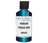 SCOOBYS PAINTS BACK IN THE MIX Touch Up Paint Compatible With Ferrari Grigio Abu Dhabi Metallic 666124 Scratch Fix Automotive Blue Car (30Ml)