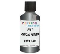 SCOOBYS PAINTS BACK IN THE MIX Touch Up Paint Compatible With Fiat Grigio Ferro Metallic 691/A / 691 Scratch Fix Automotive Grey Car (30Ml)