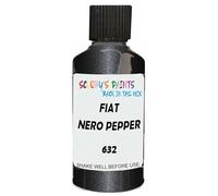 SCOOBYS PAINTS BACK IN THE MIX Touch Up Paint Compatible With Fiat Nero Pepper Metallic 632 Scratch Fix Automotive Black Car (30Ml)
