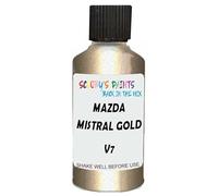 SCOOBYS PAINTS BACK IN THE MIX Touch Up Paint Compatible With Mazda Mistral Gold Metallic V7 Scratch Fix Automotive Car (30Ml)