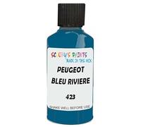 SCOOBYS PAINTS BACK IN THE MIX Touch Up Paint Compatible With Peugeot Bleu Riviere Metallic 423 Scratch Fix Automotive Blue Car (30Ml)