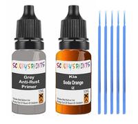 SCOOBYS PAINTS BACK IN THE MIX Touch Up Paint For Kia Soda Orange Iz Scratch Stone Chip Repair With Grey Primer