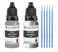 SCOOBYS PAINTS BACK IN THE MIX Touch Up Paint For Mazda Sonic Silver 45P Scratch Stone Chip Repair With Grey Primer