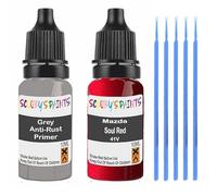 SCOOBYS PAINTS BACK IN THE MIX Touch Up Paint For Mazda Soul Red 41V Scratch Stone Chip Repair With Grey Primer