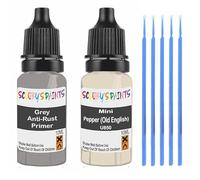 SCOOBYS PAINTS BACK IN THE MIX Touch Up Paint For Mini Pepper (Old English) White U850 Scratch Stone Chip Repair With Grey Primer