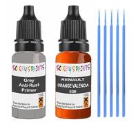 SCOOBYS PAINTS BACK IN THE MIX Touch Up Paint For Renault Orange Valencia Eqb Scratch Stone Chip Repair With Grey Primer