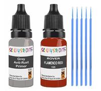 SCOOBYS PAINTS BACK IN THE MIX Touch Up Paint For Rover Flamenco Red 133 Scratch Stone Chip Repair With Grey Primer