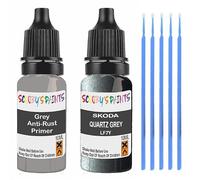 SCOOBYS PAINTS BACK IN THE MIX Touch Up Paint For Skoda Quartz Grey Lf7Y Scratch Stone Chip Repair With Grey Primer