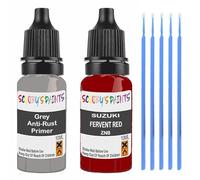 SCOOBYS PAINTS BACK IN THE MIX Touch Up Paint For Suzuki Fervent Red Znb Scratch Stone Chip Repair With Grey Primer