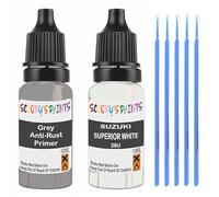 SCOOBYS PAINTS BACK IN THE MIX Touch Up Paint For Suzuki Superior White 26U Scratch Stone Chip Repair With Grey Primer