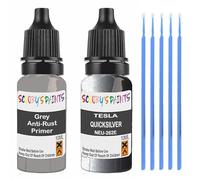 SCOOBYS PAINTS BACK IN THE MIX Touch Up Paint For Tesla Quicksilver Neu-262E Scratch Stone Chip Repair With Grey Primer