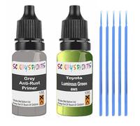 SCOOBYS PAINTS BACK IN THE MIX Touch Up Paint For Toyota Luminous Green 6W5 Scratch Stone Chip Repair With Grey Primer