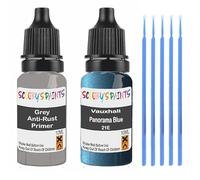 SCOOBYS PAINTS BACK IN THE MIX Touch Up Paint For Vauxhall Panorama Blue 21E Scratch Stone Chip Repair With Grey Primer