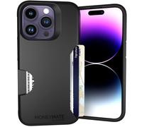 Scooch for iPhone 14 Pro Case with Card Holder, Moneymate Wallet Case with Hidden Card Slot and Protection for 4 Cards, 10-Foot Drop Protection, Black