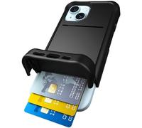 Scooch® for iPhone 15 Case with Card Holder, Wingmate Wallet Case with Hidden Card Slot and RFID Protection for up to 4 Cards, 10-Foot Drop Protection, Black