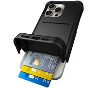 Scooch for iPhone 15 Pro Max Case with Card Holder, Wingmate Wallet Case with Hidden Card Slot and RFID Protection for up to 4 Cards, 10-Foot Drop Protection, Black