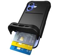 Scooch® for iPhone 16 Case with Card Holder, Wingmate Wallet Case with Hidden Card Slot and RFID Protection for up to 4 Cards, 10-Foot Drop Protection, Black