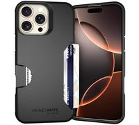Scooch for iPhone 16 Pro Max Case with Card Holder, Moneymate Wallet Case with Hidden Card Slot and Protection for 4 Cards, 10-Foot Drop Protection, Black