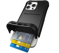 Scooch® for iPhone 16 Pro Max Case with Card Holder, Wingmate Wallet Case with Hidden Card Slot and RFID Protection for up to 4 Cards, 10-Foot Drop Protection, Black