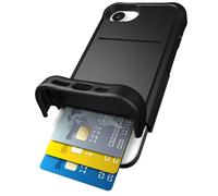 Scooch for iPhone 16e Case with Card Holder, Wingmate Wallet Case with Hidden Card Slot and RFID Protection for up to 4 Cards, 10-Foot Drop Protection, Black