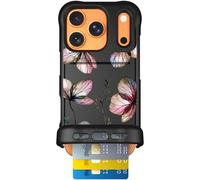 Scooch for iPhone 17 Pro Case with Card Holder, Wingmate Wallet Case with Hidden Card Slot and RFID Protection, Holds 3 to 4 Cards, 10-Foot Drop Protection, Dried Flowers
