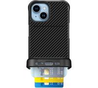 Scooch iPhone 15 Case with Card Holder [Wingmate] Compatible with iPhone 15 Wallet Case with Hidden Card Slot and RFID Protection, Holds Up to 5 Cards, Military Grade Drop Protection, Carbon Fiber