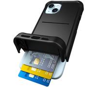 Scooch iPhone 15 Plus Case with Card Holder [Wingmate] iPhone 15 Plus Wallet Case with Hidden Card Slot and RFID Protection, Holds up to 5 Cards, Military Grade Drop Protection - Black