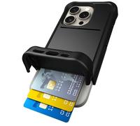 Scooch Phone 15 Pro Case with Card Holder [Wingmate] Phone 15 Pro Wallet Case with Hidden Card Slot and RFID Protection, Holds Up to 5 Cards, Military Grade Drop Protection, Black