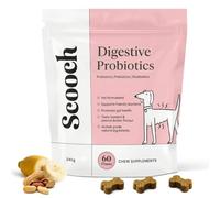 Scooch Probiotic Chews for Dogs - Pre, Pro & Postbiotic Gut Health Supplement for Sensitive Tummies & Firmer Stools - Daily Digestion Chew Dogs Actually Eat - Banana & Peanut Butter - Approx 60 Chews